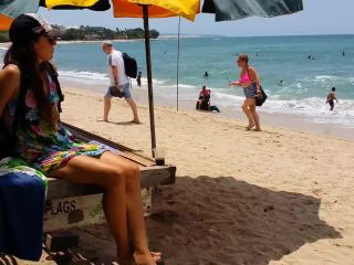 Dream4AngelUp Skirt VIEW on Crowded Beach # PUBLIC NO PANTIES,just BUTT PLUG wearing-3