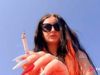 [GetFreeDays.com] Smoking fetish. Dominatrix smokes a cigarette on the beach Sex Leak October 2022-2