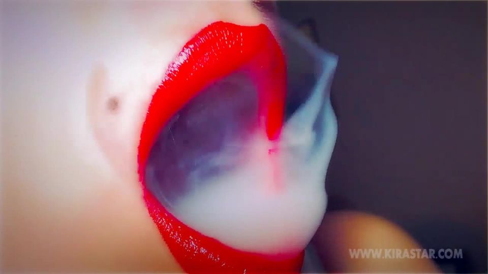 Miss Kira Star — Close up Red Lips Smoking - tease and denial - fetish porn bubblegum fetish