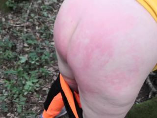 Ass spanking leaning on a tree BDSM!-7