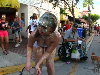 Nude Girls With Only Body Paint Out In Public On The Streets Of Fantasy Fest 2018 Key West Florida BBW!-6