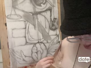 Amateur Artist Oils Her Perky Boobs-2