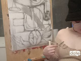 Amateur Artist Oils Her Perky Boobs-3