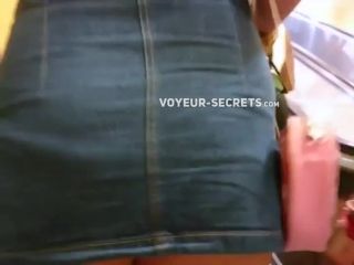 Bubble butt pops out of a jeans  skirt-3