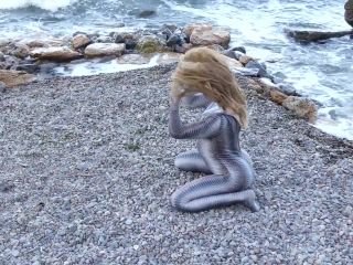 Full body catsuit on the beach Latex!-7