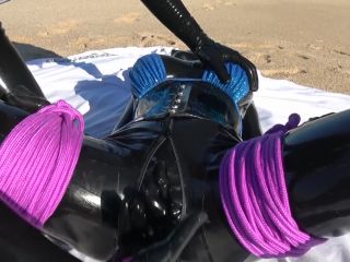 Rubber Jeff using the blind Fuckdoll on the Beach P1 | rubber | fetish porn-8