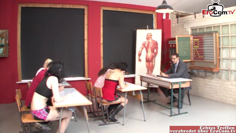 Teacher Fucks Black Haired German Milf With Small Tits In Classroom