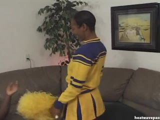 Ebony Cheerleader Sporting Hairy Pussy Black!-0