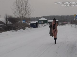 Walking nude in the snow Naughty Lada-8