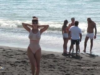 Naughty lada plays with dildo in public after beach xf-0
