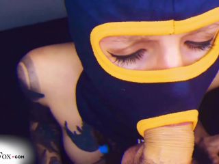 RedFox XXX - Sexy Masked Girl Suck Guy S Cock And Jerk Off After Robber Game , busty lesbian babes on pov -2