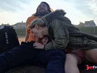 [GetFreeDays.com] British Girl with Big Natural Tits gives RISKY Blowjob on a Public Beach Bridlington, UK Adult Stream November 2022-3