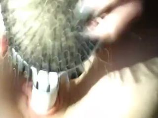 horny amateur girl with big meaty pussy masturbating with hairbrush an ...-2