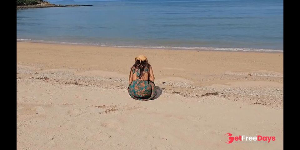 [GetFreeDays.com] Hairy Pussy FLASH on Public Beach  POV No Panties BUTT PLUG Sex Clip February 2023