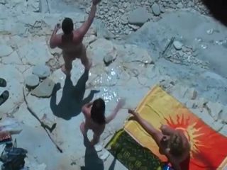 Swingers caught as they fuck on a beach Nudism!-8