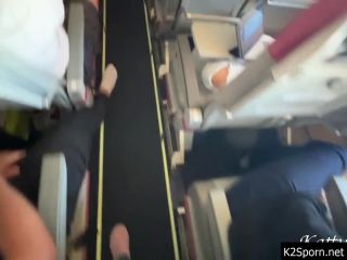 Katty West - Risky Extreme Public Handjob and Blowjob on Plane Amateurporn - Airplane sex-0