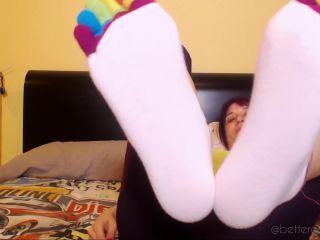 Ready to sniff my cute coloured socks? Sure? They are so fucking stinky-5