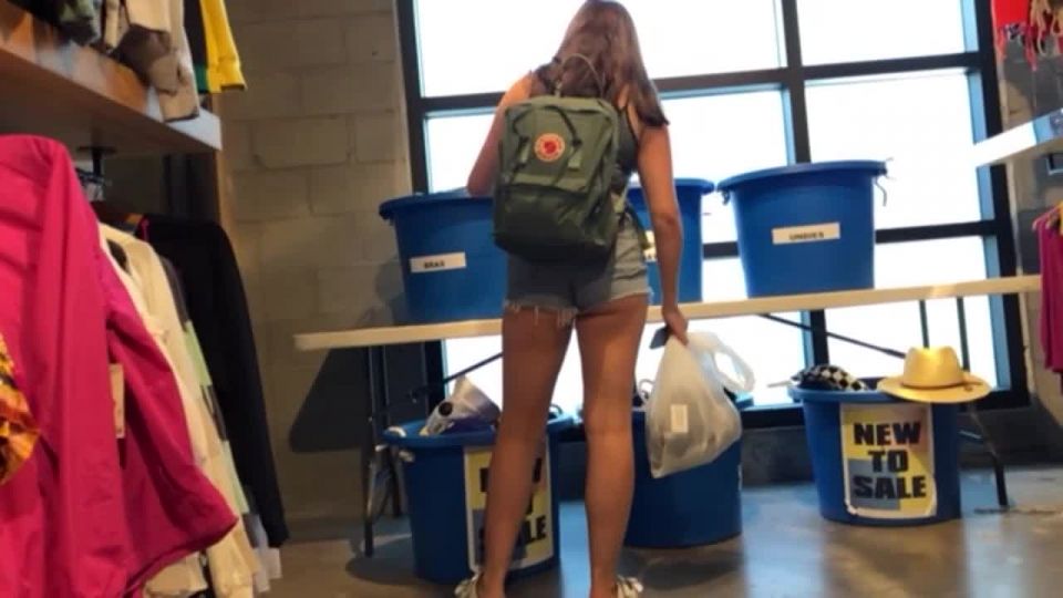 Ass on discount in clothes store