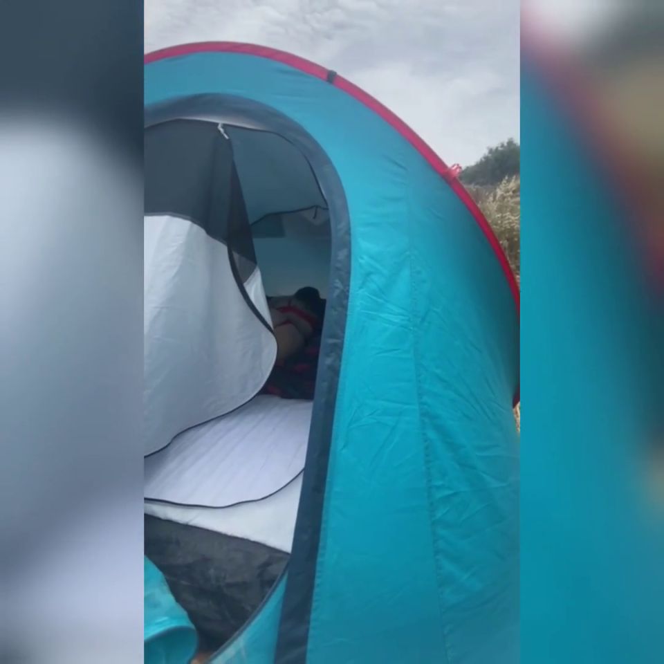 Teen Brunette With Big Ass Caught And Fucked In An Open Tent While Camp