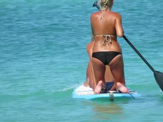 Hot beach girls paddle their surfboard-4