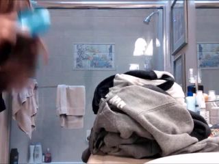 Nice brunete teen with hairy pussy taking a shower. hidden cam-2