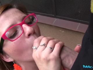 Complete Stranger Gives Nerdy Brunette A Public Creampie Blowjob!-9