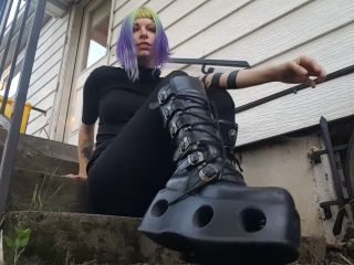 free porn video 31 Cyberpunk goth girl boot worship and spitty soles - foot worship - solo female mika tan femdom-0