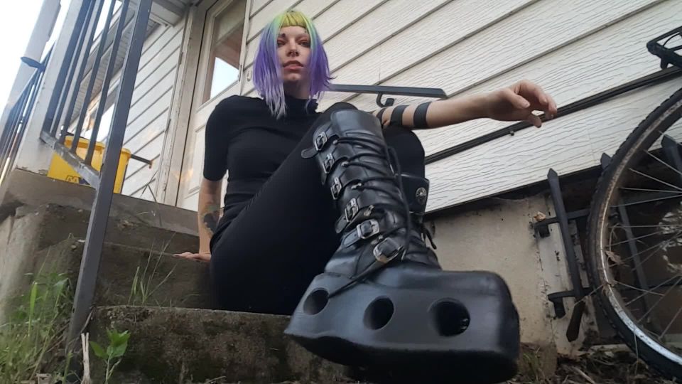 free porn video 31 Cyberpunk goth girl boot worship and spitty soles - foot worship - solo female mika tan femdom