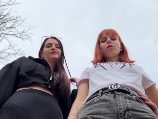 free adult clip 47 Petite Princess FemDom – Bully Girls Spit On You And Order You To Lick Their Dirty Sneakers – Outdoor POV Double Femdom | femdom | pov nun fetish-1
