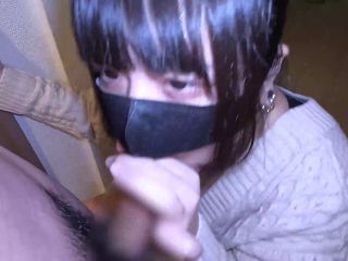 [POV] Sicking Slow Blowjob. Japanese Goth Girl At The Front Door. Cum I-9