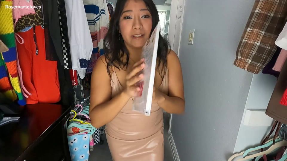 Trying On Suntan Pantyhose Shinny Leg Fetish In Leather Dress