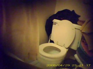 Blonde pigtailed teen in the toilet. hidden cam-1
