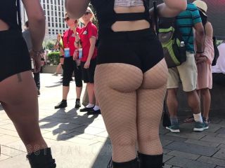 CandidCreeps 760 Candid Booty Shorts Fishnet Creepshot Video -8