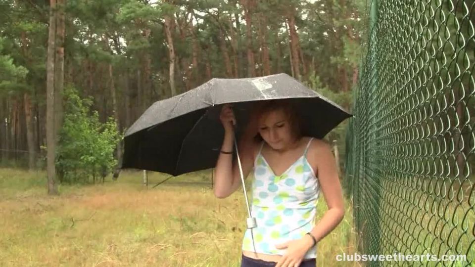 Anouk exposing herself in the rain. Teen!