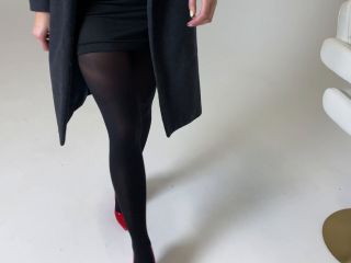 Before Night Out With Girls, Black Sating Pantyhose & Red High Heels #2-6