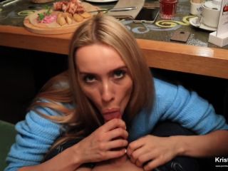 Public Blowjob Under The Table In The Restaurant. Cum In Mouth. 1080p-8