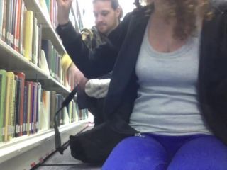 3 sum in public library during FINALS – Blue Eyed Gypsy - public blowjob - public porno big lips blowjob-7