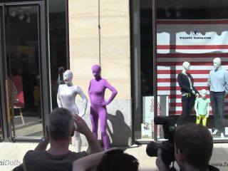 With spandex catsuit in a café Public!-5