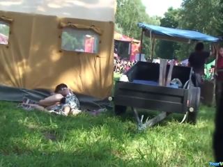 Couple fucking back of tent-3