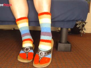 [GetFreeDays.com] Fuzzy Rainbow Socks Guess Leather Flip Flops Porn Clip May 2023-1