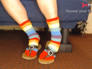 [GetFreeDays.com] Fuzzy Rainbow Socks Guess Leather Flip Flops Porn Clip May 2023-8