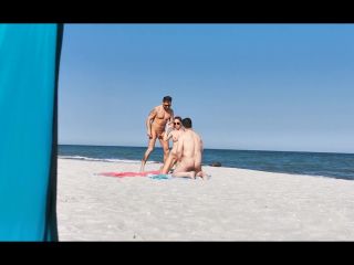 Sharing My Girl With a Stranger On The Public Beach  Threesome W...-6