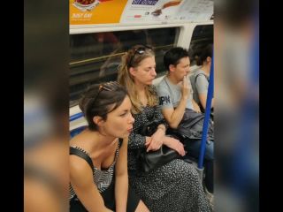 Juicy titties of hot brunette in the  train-5