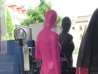 Short petrol stop with our zentai dolls-5