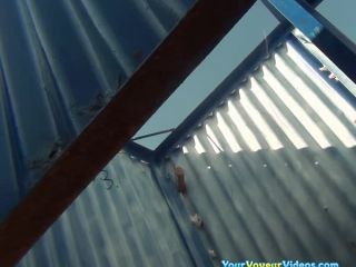 View hidden camera in changing cabins Voyeur!-0