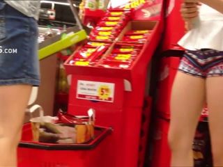 Shopping with parents while half of her ass is out Voyeur!-3