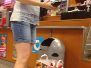 Shopping with parents while half of her ass is out Voyeur!-9