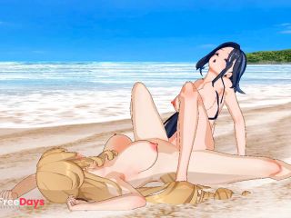 [GetFreeDays.com] Clorinde x Navia SEX ON THE BEACH  Genshin Yuri Hentai  Porn Clip December 2022-4