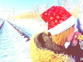 Jane Brown - Winter Outdoor Amateur Blowjob on the Railway Jane Brown-5