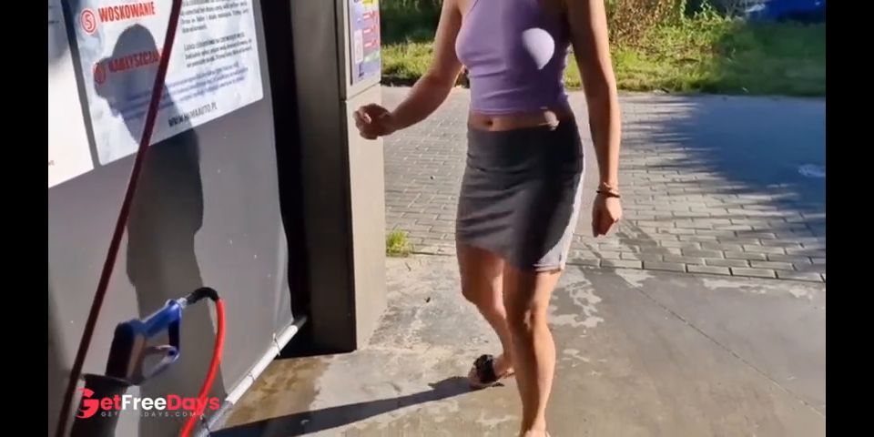 [GetFreeDays.com] I undress while washing the car at the car wash, showing my tits and pussy in public Porn Video March 2023